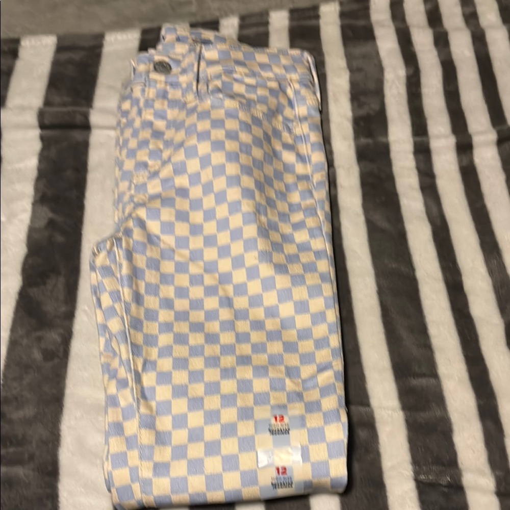Blue and White Checkered Pants